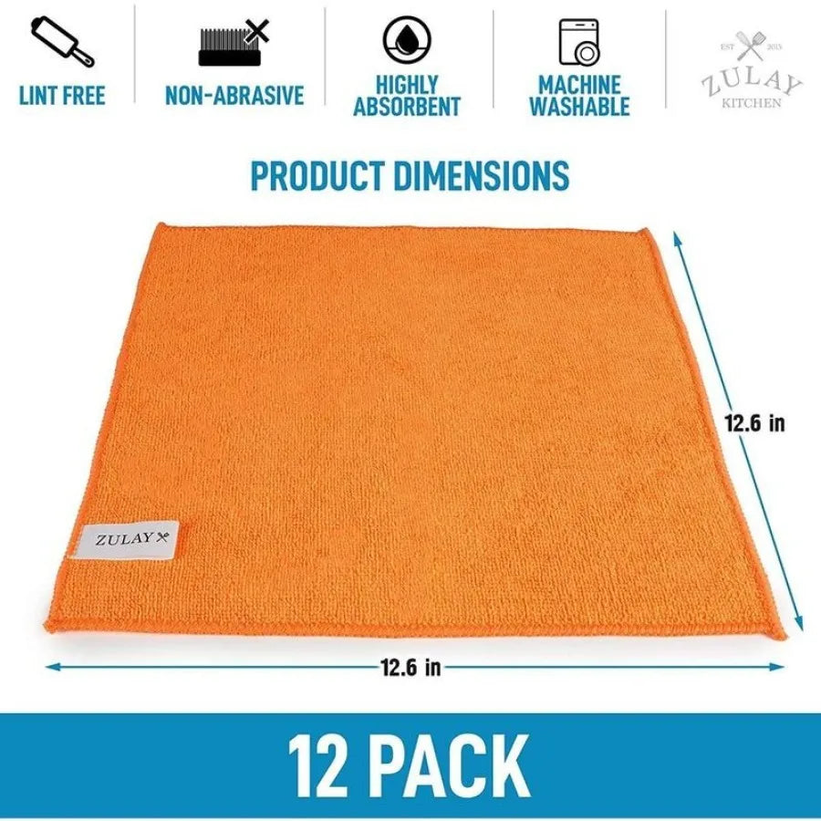 10-Pack Microfiber Cleaning Cloths, Highly Absorbent & Lint-Free