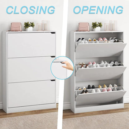 Shoe Cabinet with 3 Flip Drawers