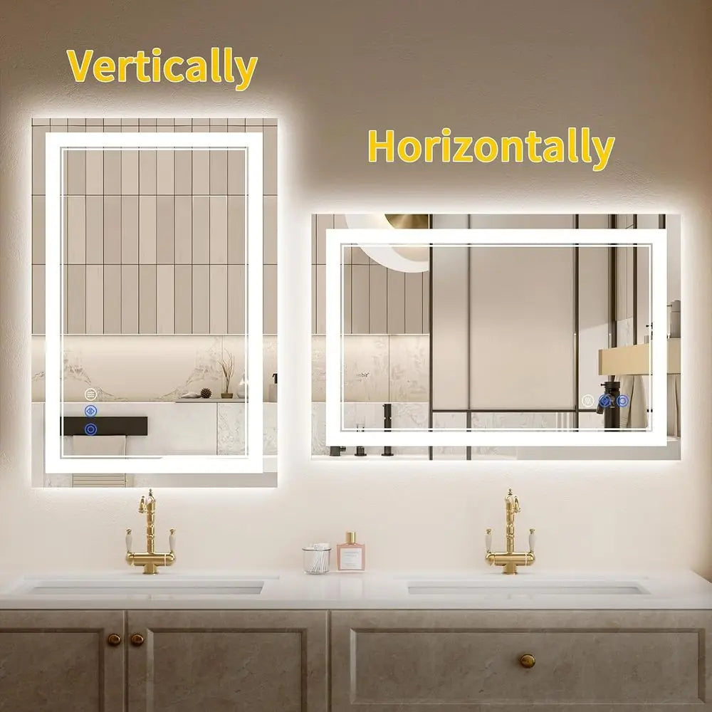 30"x40" Dimmable Anti-Fog Back & Front Lit LED Bathroom Mirror