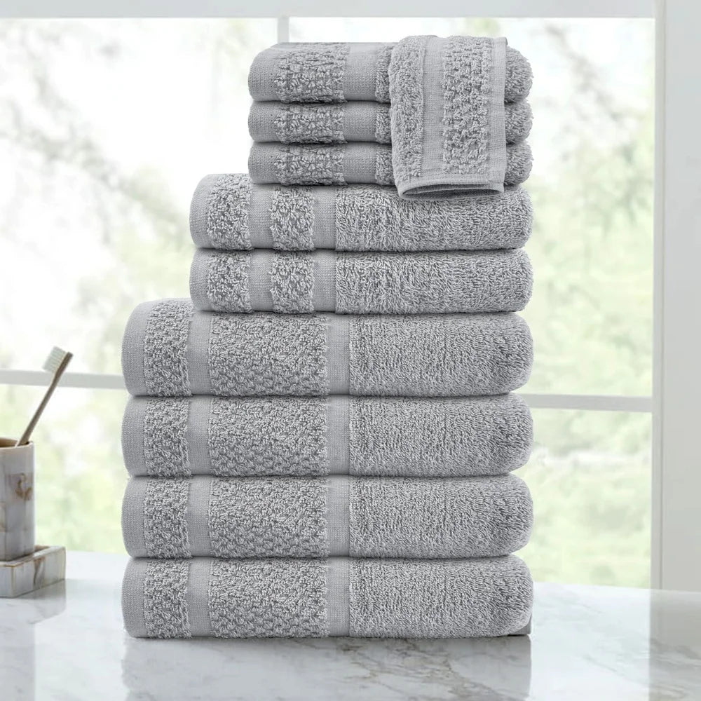 10 Piece Cotton Soft Absorbent Towel Set