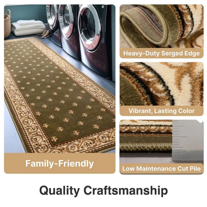 27" Wide x 30 Feet Long Green Hallway Stair Runner