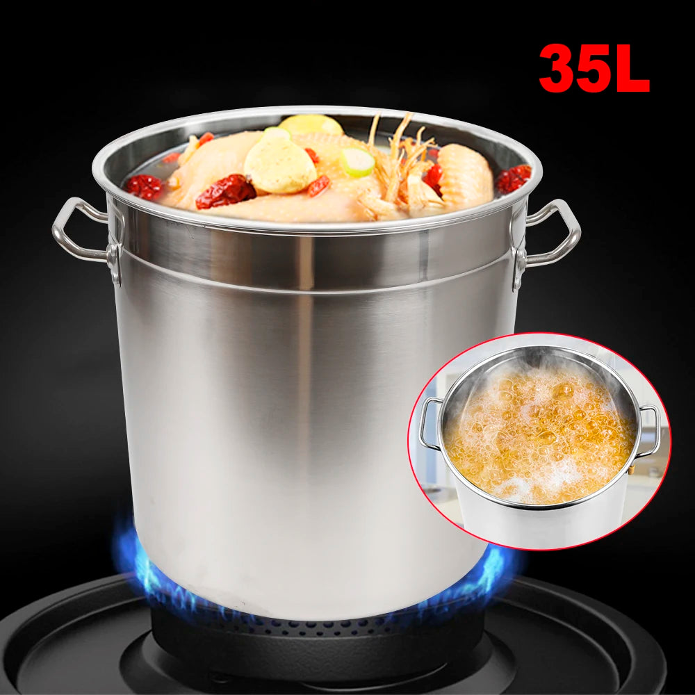 9 Qt. Multipurpose Thick Stainless Steel Cooking Soup Pot with Lid &amp; Handles for Home Restaurant