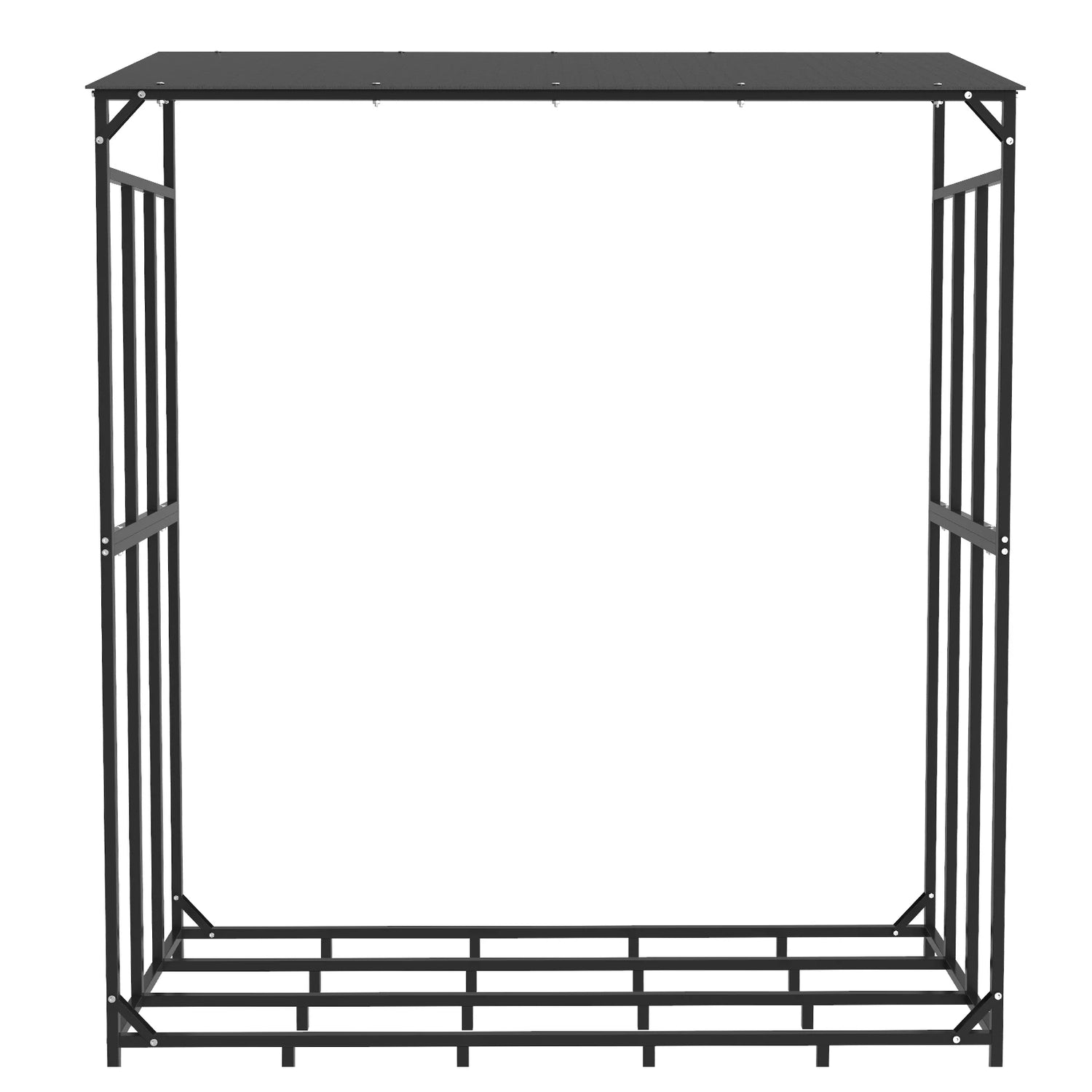 Heavy Duty Tall Metal Firewood Rack Stand with Top Cover for Fireplace Wood Storage