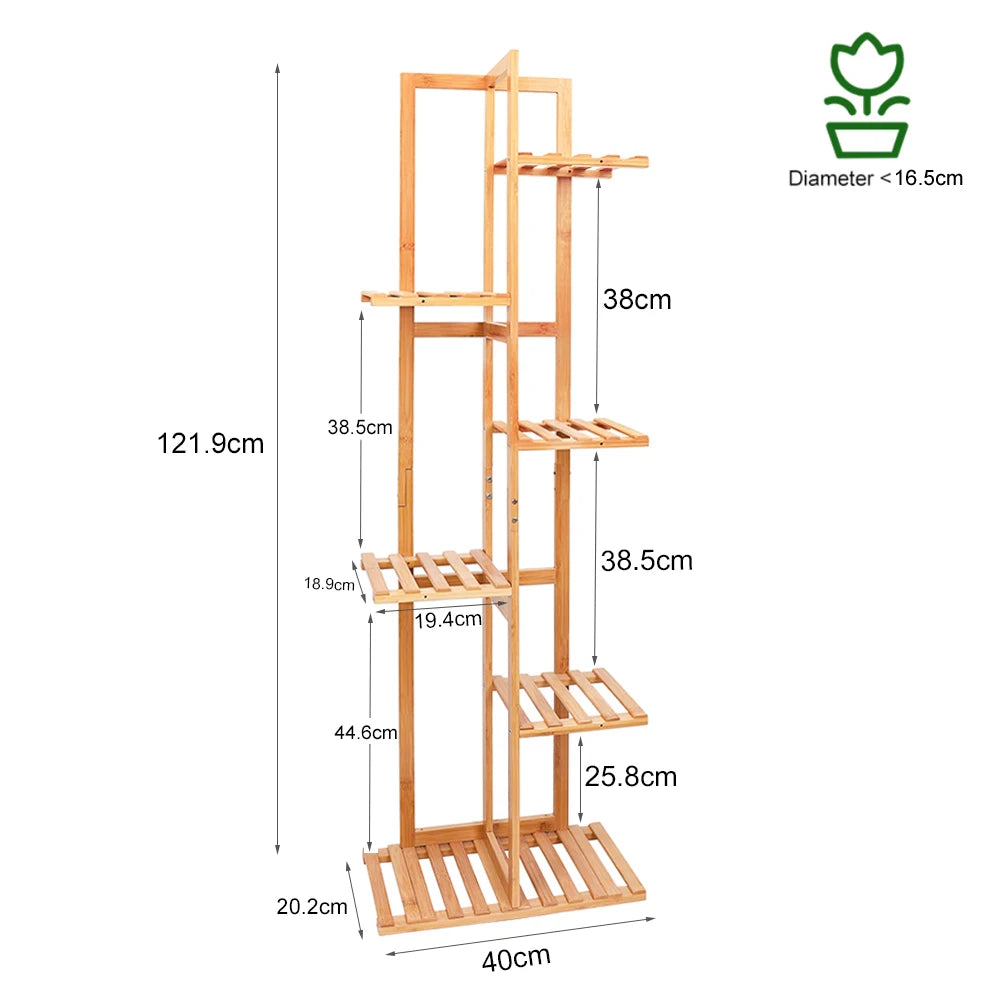 6 and 7 Pot Vertical Bamboo Flower Plant Stand