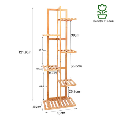 6 and 7 Pot Vertical Bamboo Flower Plant Stand