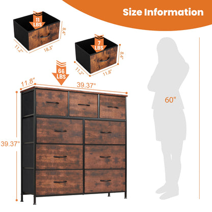 Bedroom Dresser With 9 Fabric Storage Drawers
