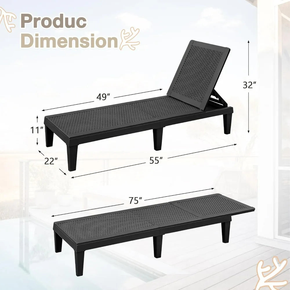 2 Waterproof Patio Chaise Lounge Chairs