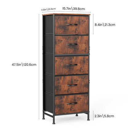 48" Bedroom Dresser With 5 Fabric Drawers - Steel Frame