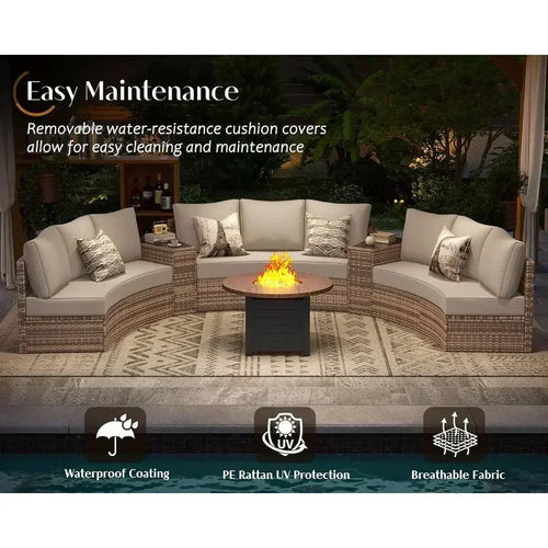11-Piece Outdoor Wicker Sectional Sofa Set with Storage