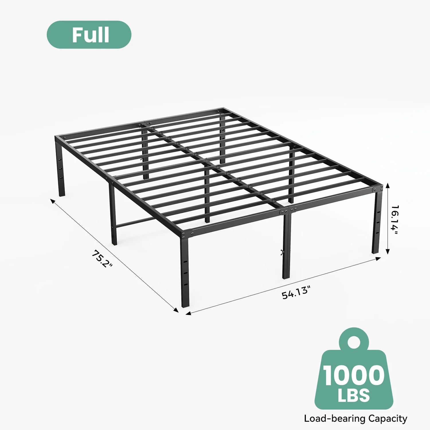 Sturdy Steel Heavy Duty Platform Bed Frame with 16" Storage Space - All Sizes