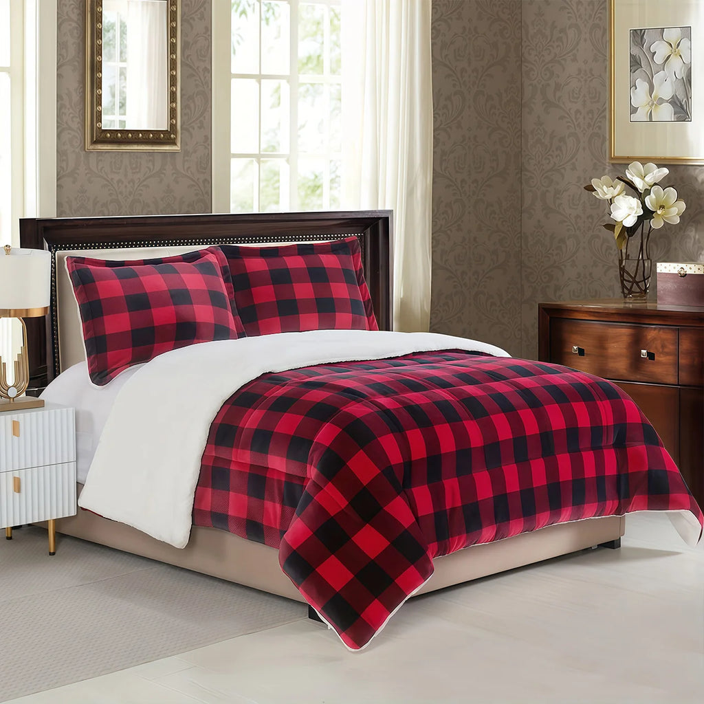 Cozy Sherpa Fleece Plaid Blanket