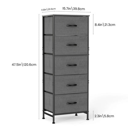 48" Bedroom Dresser With 5 Fabric Drawers - Steel Frame
