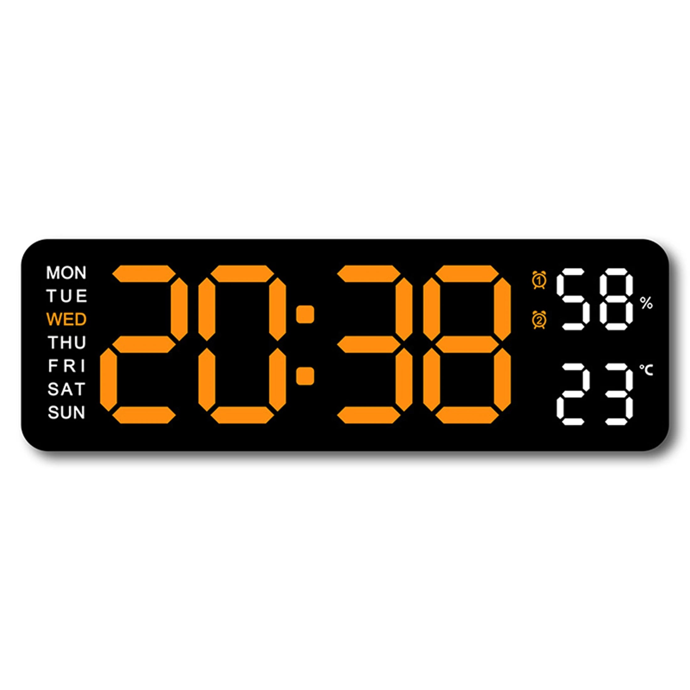 9" Digital LED Smart Wall Clock with Temperature & Humidity