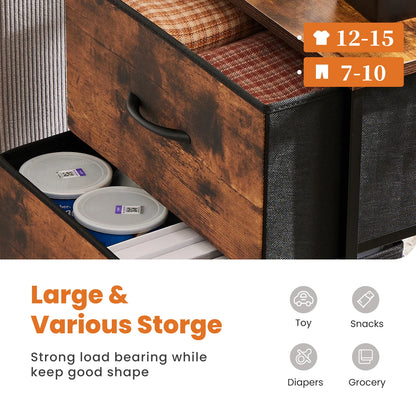 Bedside Nightstand Table with 2 Fabric Drawers