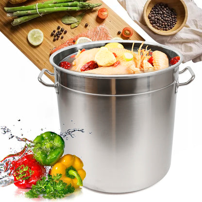 9 Qt. Multipurpose Thick Stainless Steel Cooking Soup Pot with Lid &amp; Handles for Home Restaurant