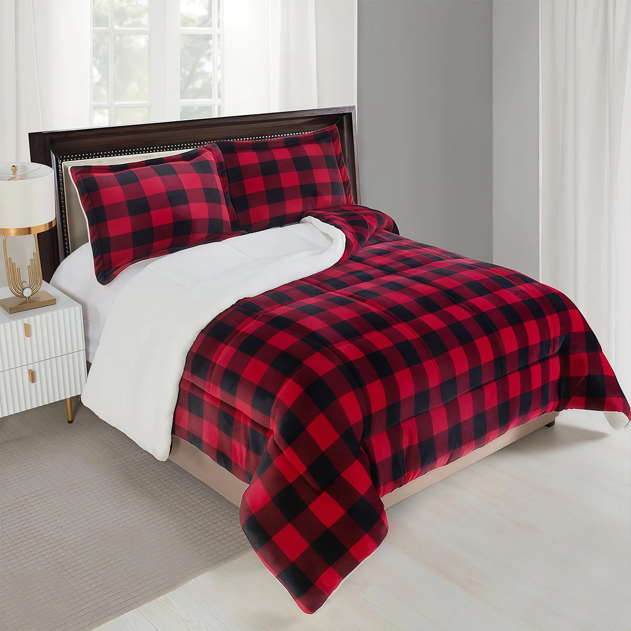 Cozy Sherpa Fleece Plaid Blanket