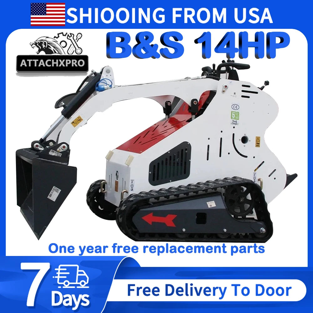 Electric Start Skid Steer Loader Crawler with 14HP Hydraulic System