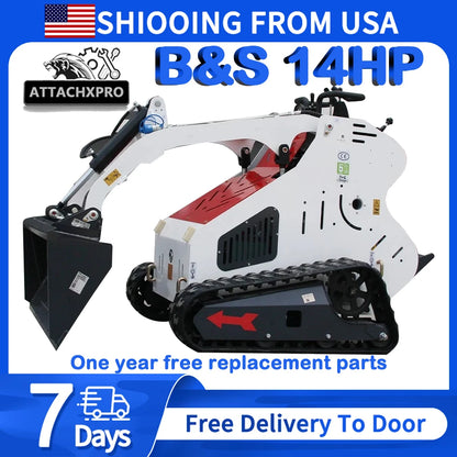 Electric Start Skid Steer Loader Crawler with 14HP Hydraulic System