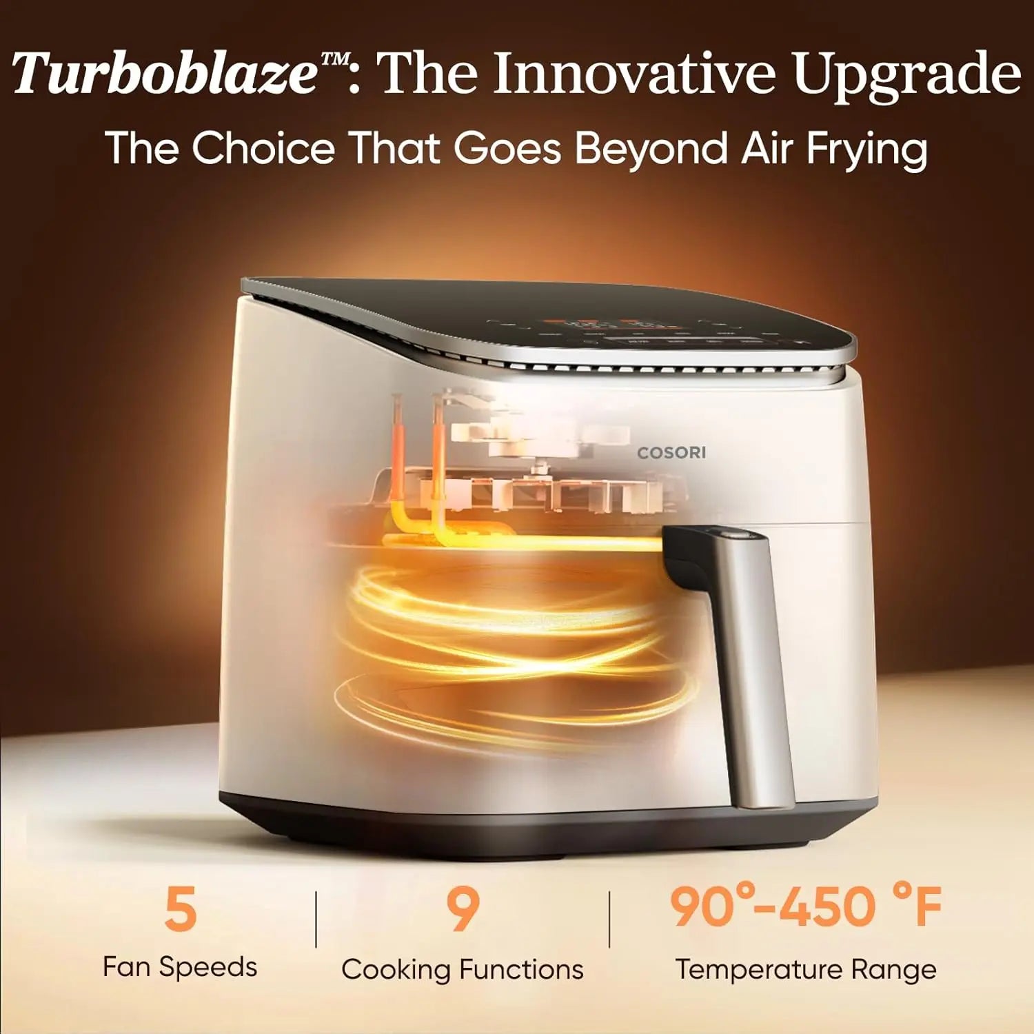 9-in-1 Turbo-Blaze Air Fryer 6 Qt, Smart Control, 90°–450°F, Shake Reminders, Precise Heating for Even Results