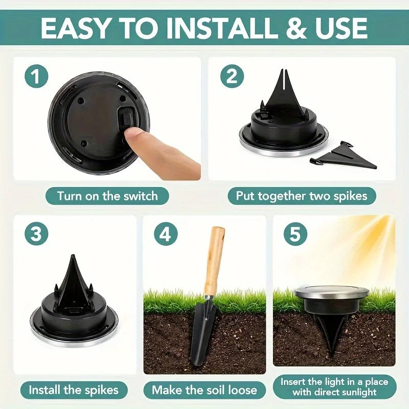 8 Outdoor LED Solar Disk Lights