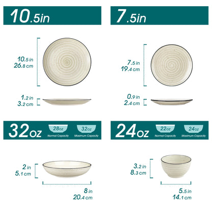 24 or 48 Piece Hand-painted Beige Ceramic Dinnerware Sets