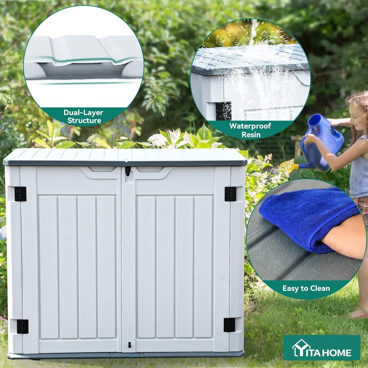 RED  39" Outdoor High Resin Lockable Waterproof Storage Shed