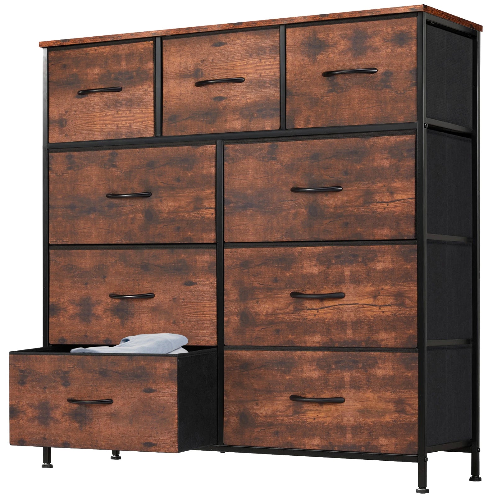 Bedroom Dresser With 9 Fabric Storage Drawers