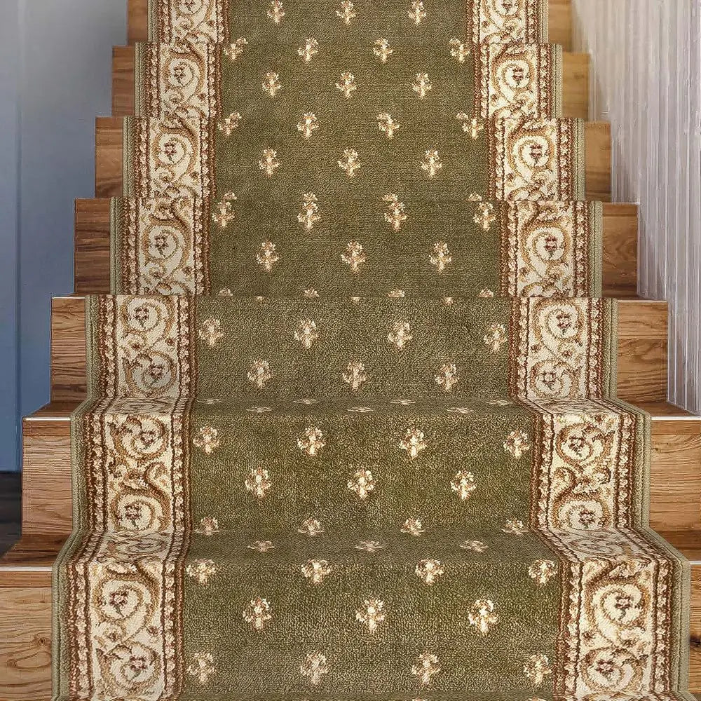 27" Wide x 30 Feet Long Green Hallway Stair Runner