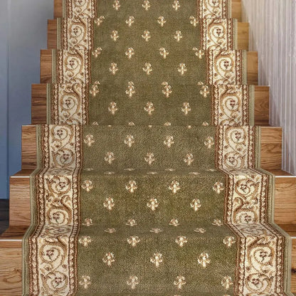 27" Wide x 30 Feet Long Green Hallway Stair Runner