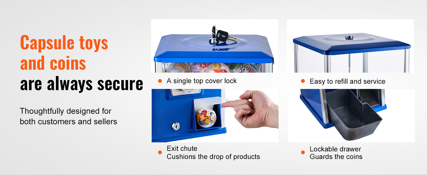 25" Gumball Machine in Blue or Red for Kids, Game Stores &amp; Coin Operation Sites